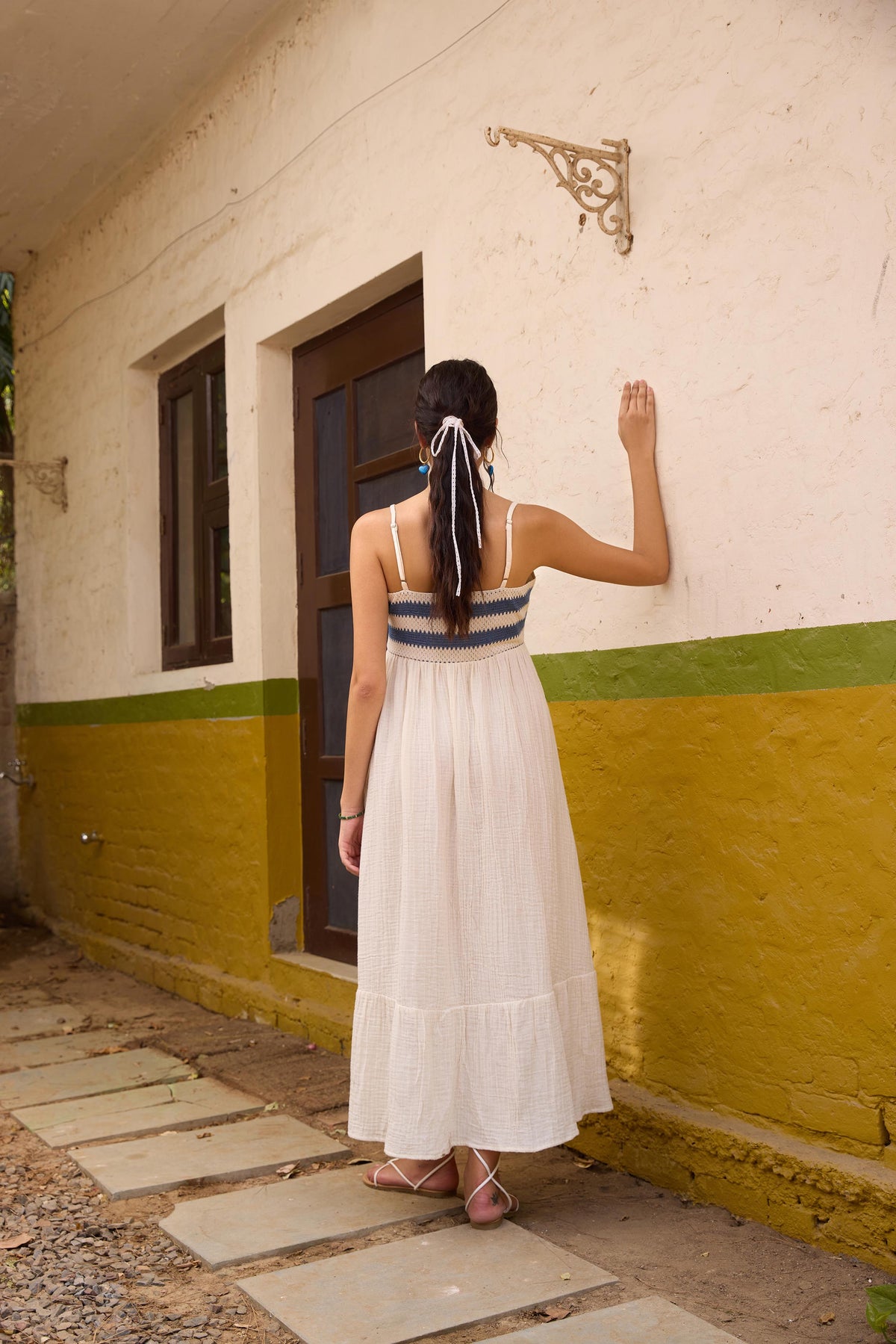 Blue Front Button-Down Maxi Dress