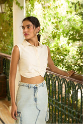 Knotted Button Up Crop Top