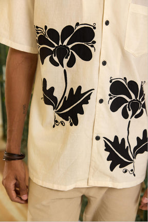 Black Flower Applique Shirt