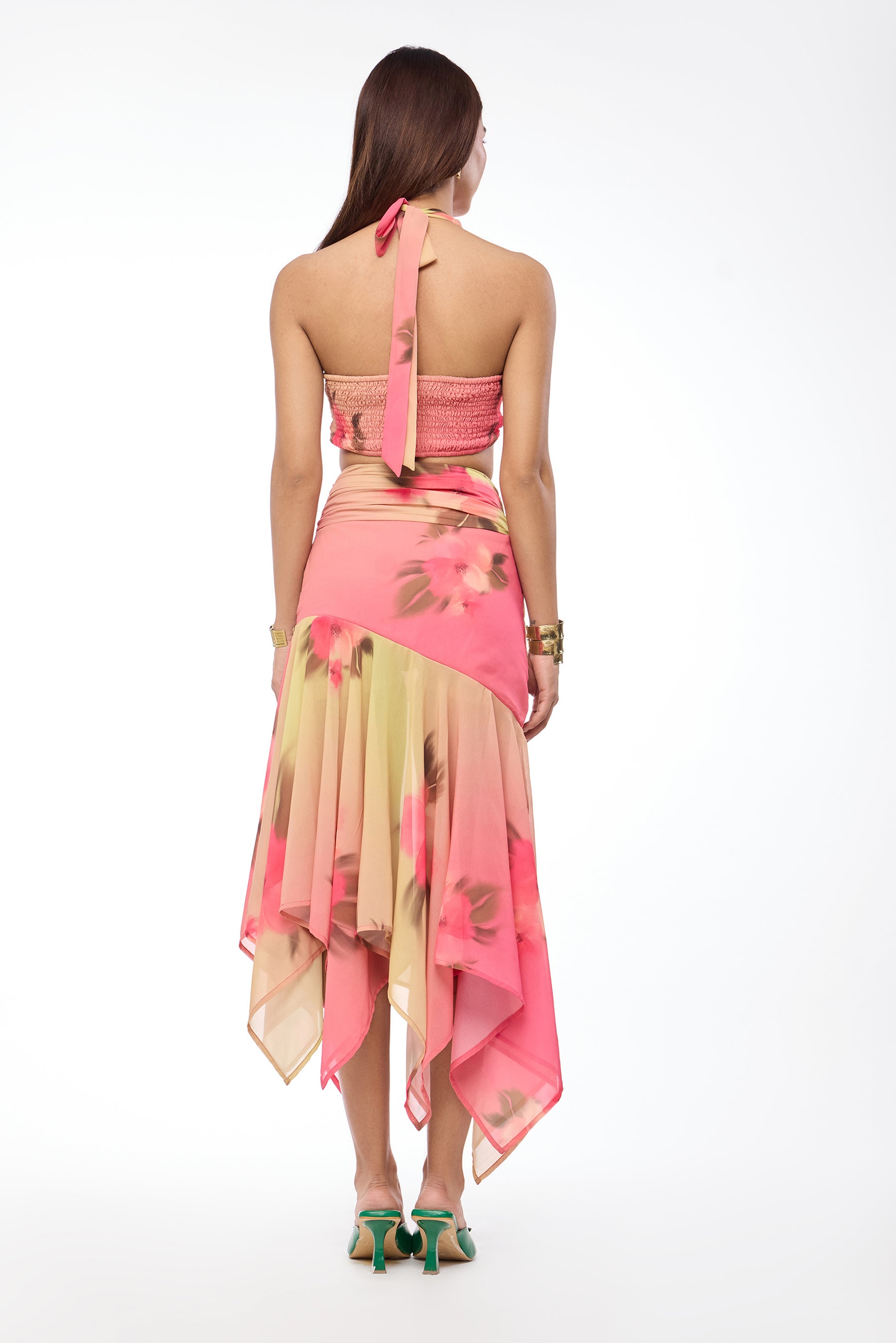 Tropical Bloom Halter Twist Top