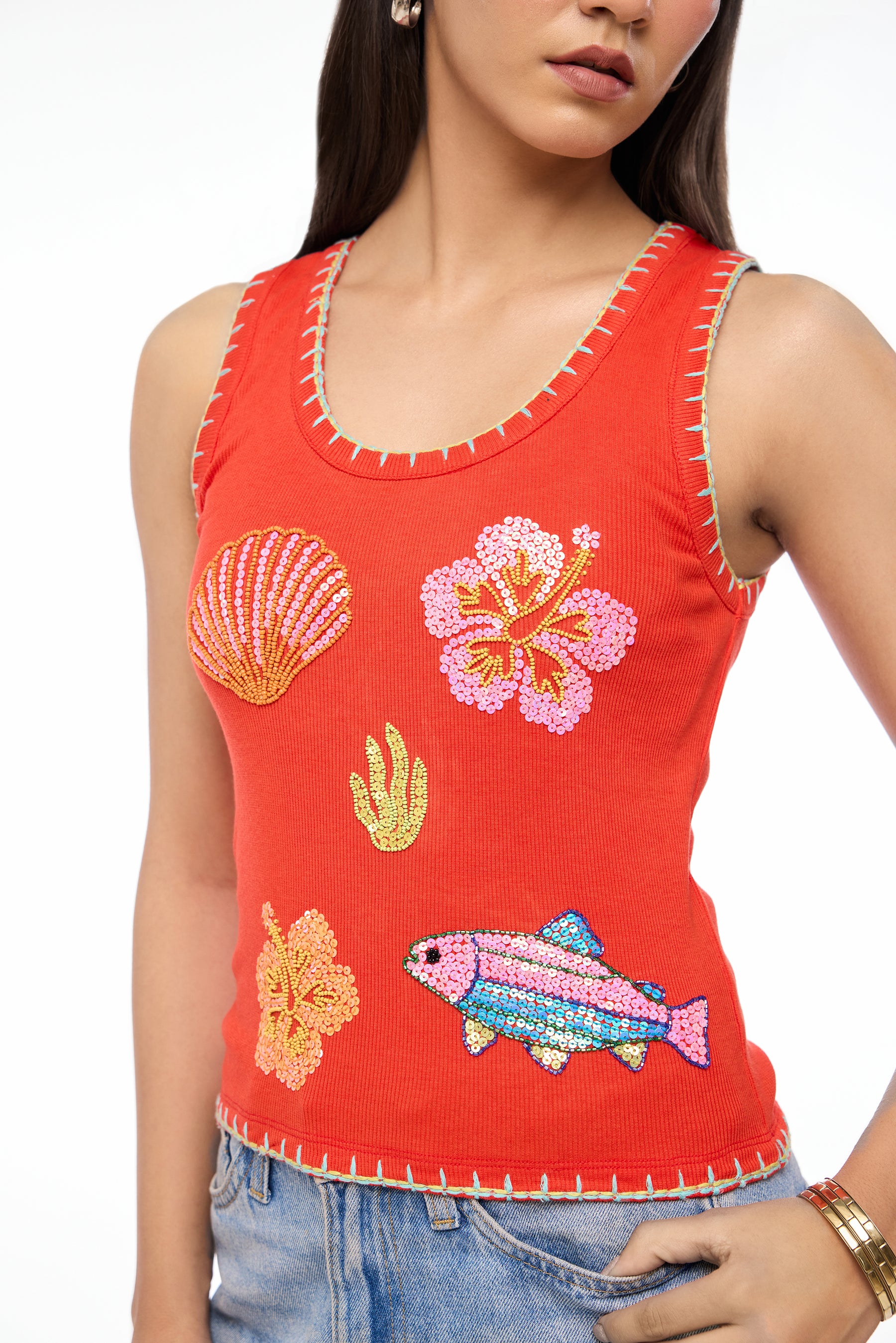 Scarlet Shore Embroidered Tank