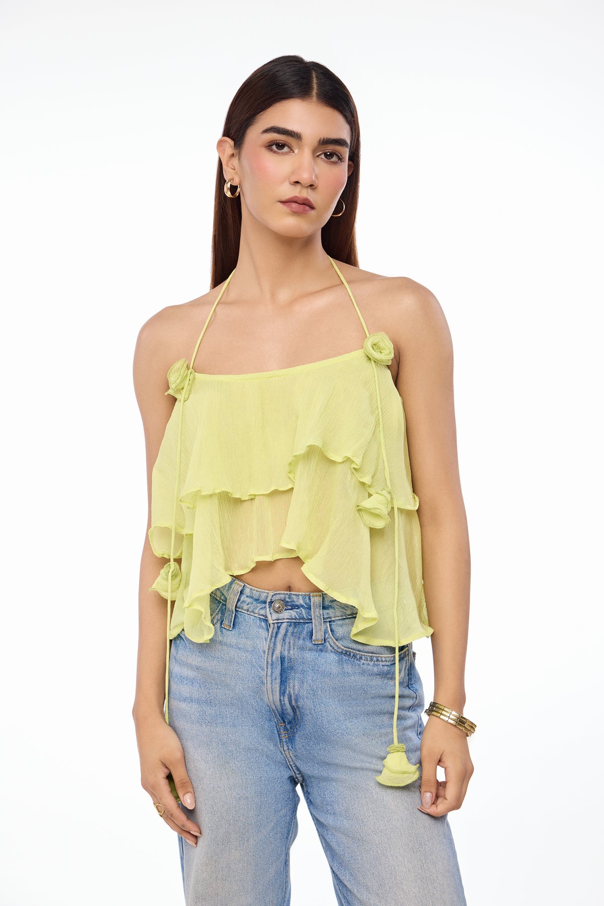 Malibu Crinkle Tiered Halter Top