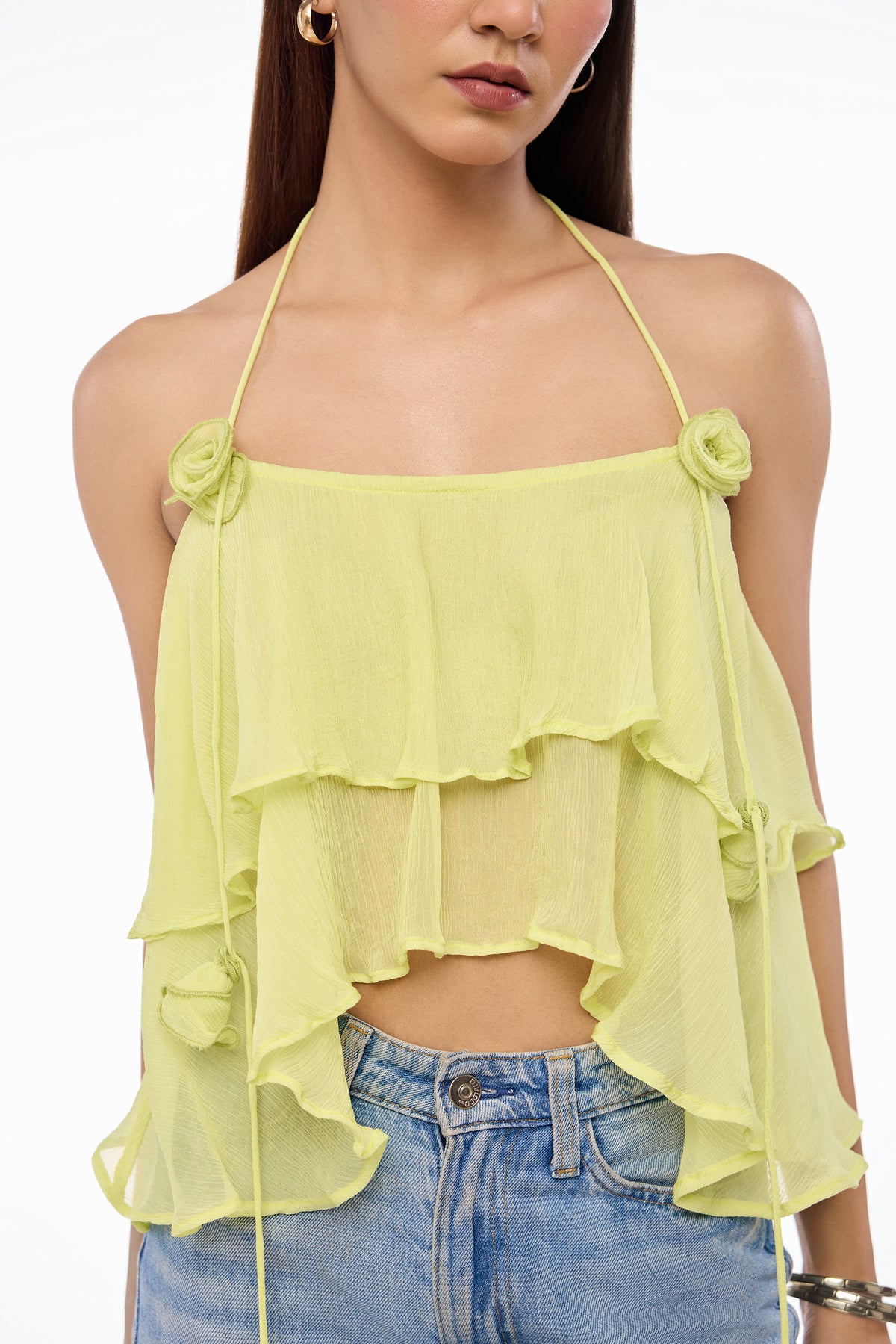 Malibu Crinkle Tiered Halter Top
