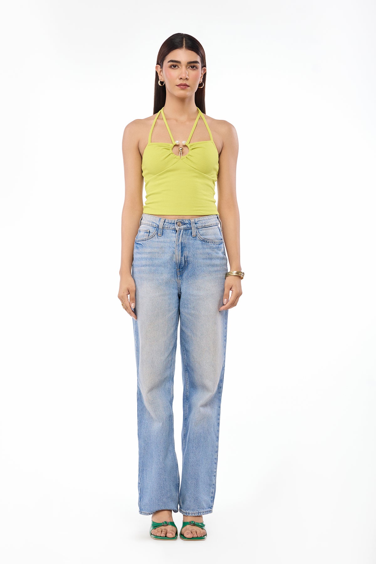 Electric Pearl Keyhole Halter Top