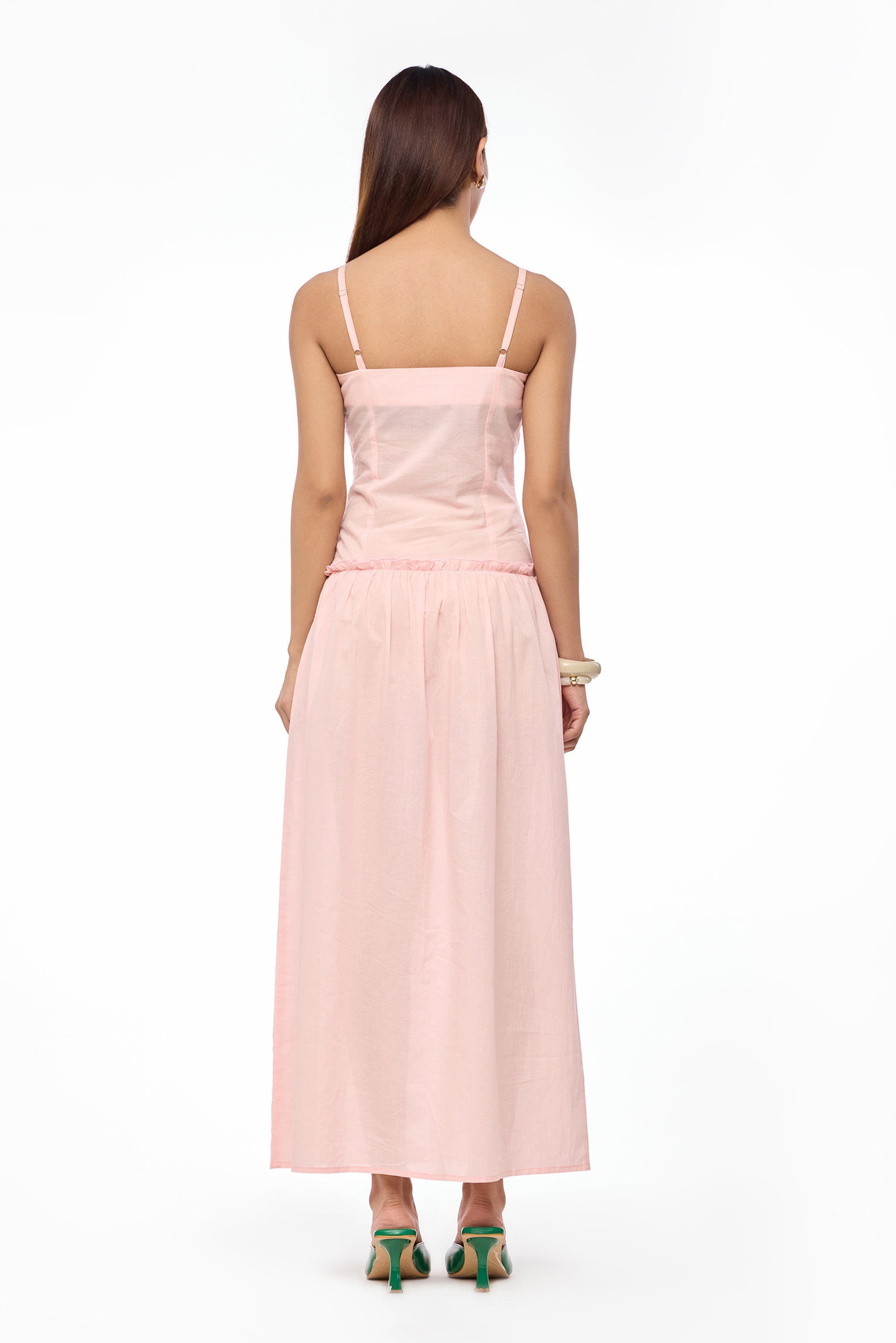 Soft Pink Ruched Bust Maxi Dress