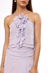 Lavender Whisper Ruffle Strapless Top