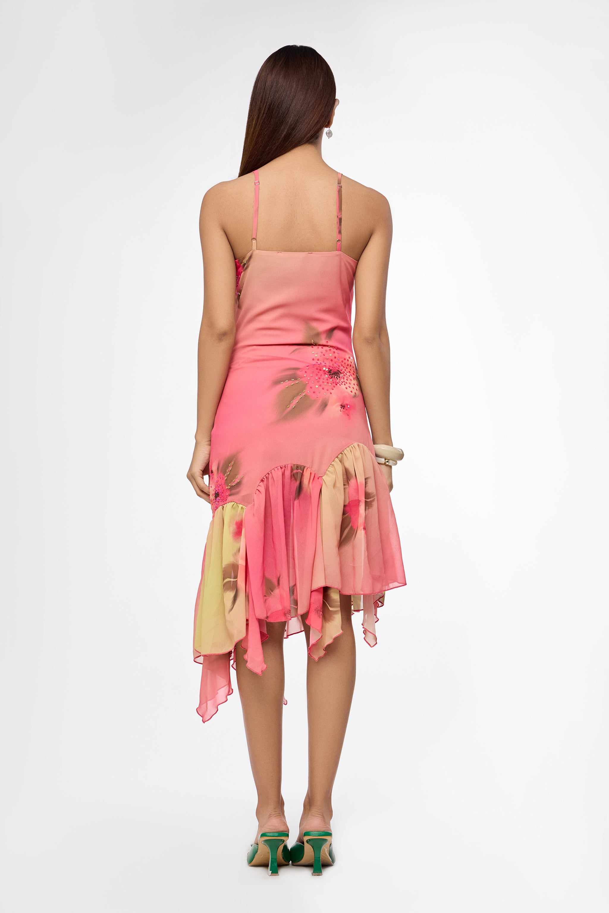 Tropical Bloom Gradient Slip Dress