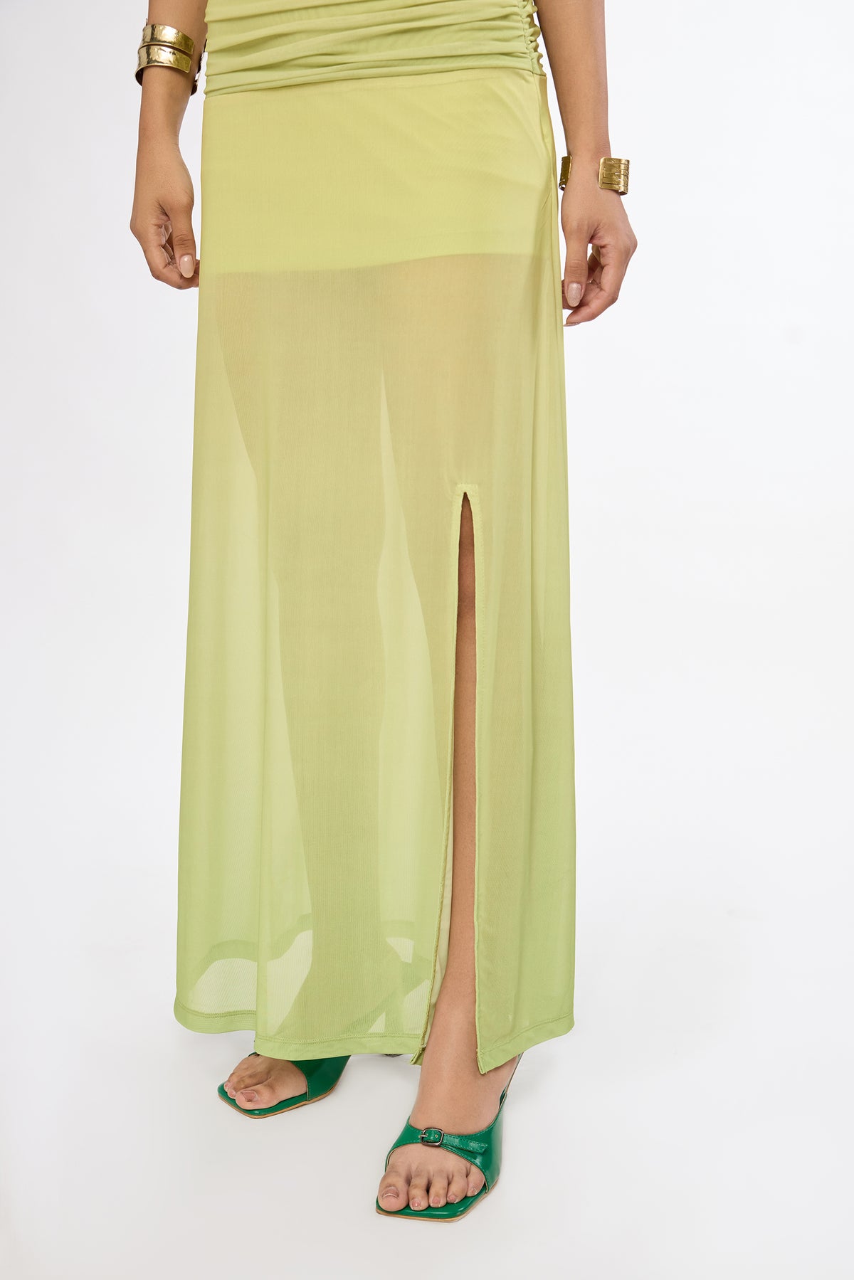 Citrus Ombre Sheer Maxi Skirt