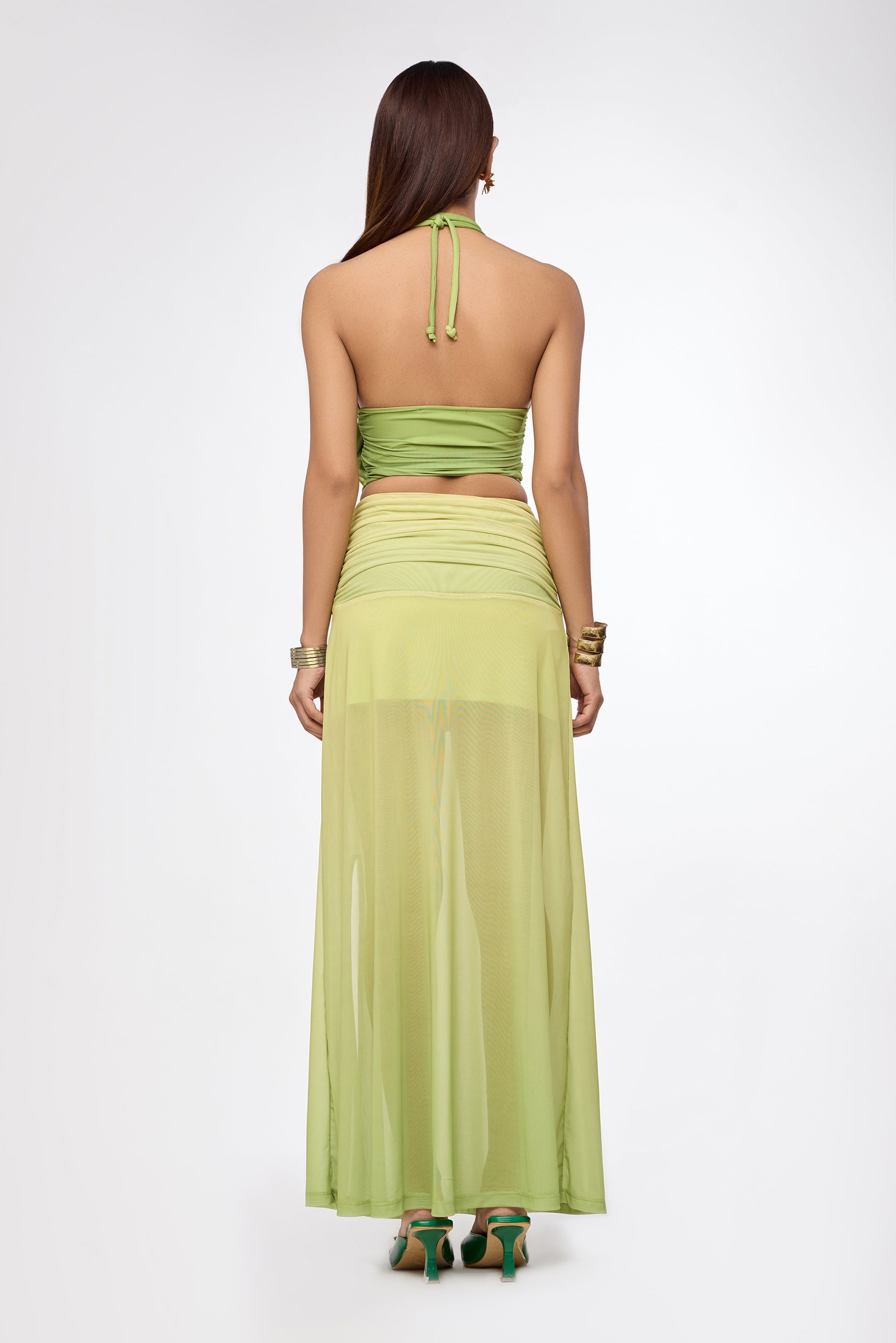 Citrus Ombre Sheer Maxi Skirt