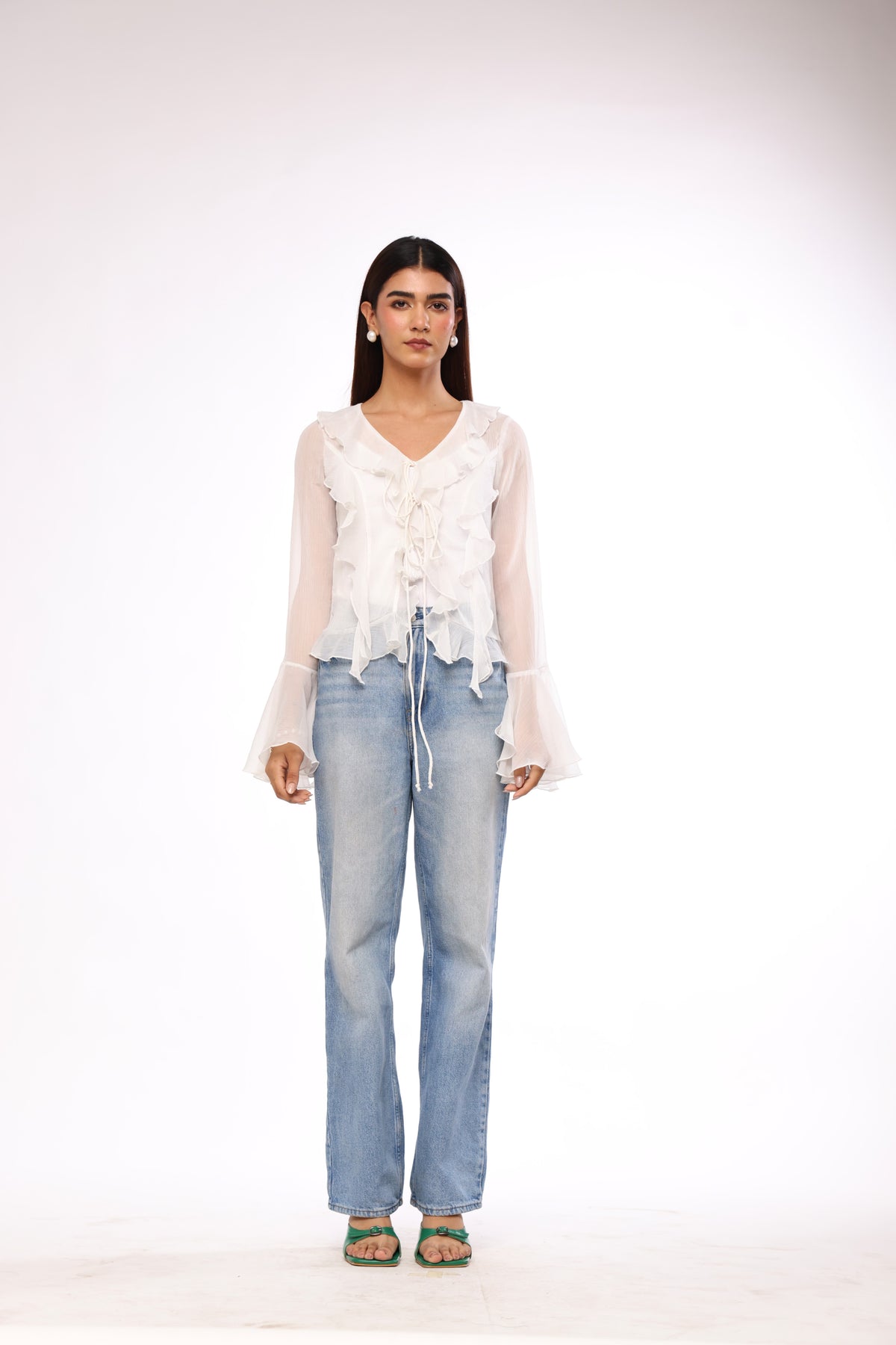 Cloud Puff Bell Sleeve Top