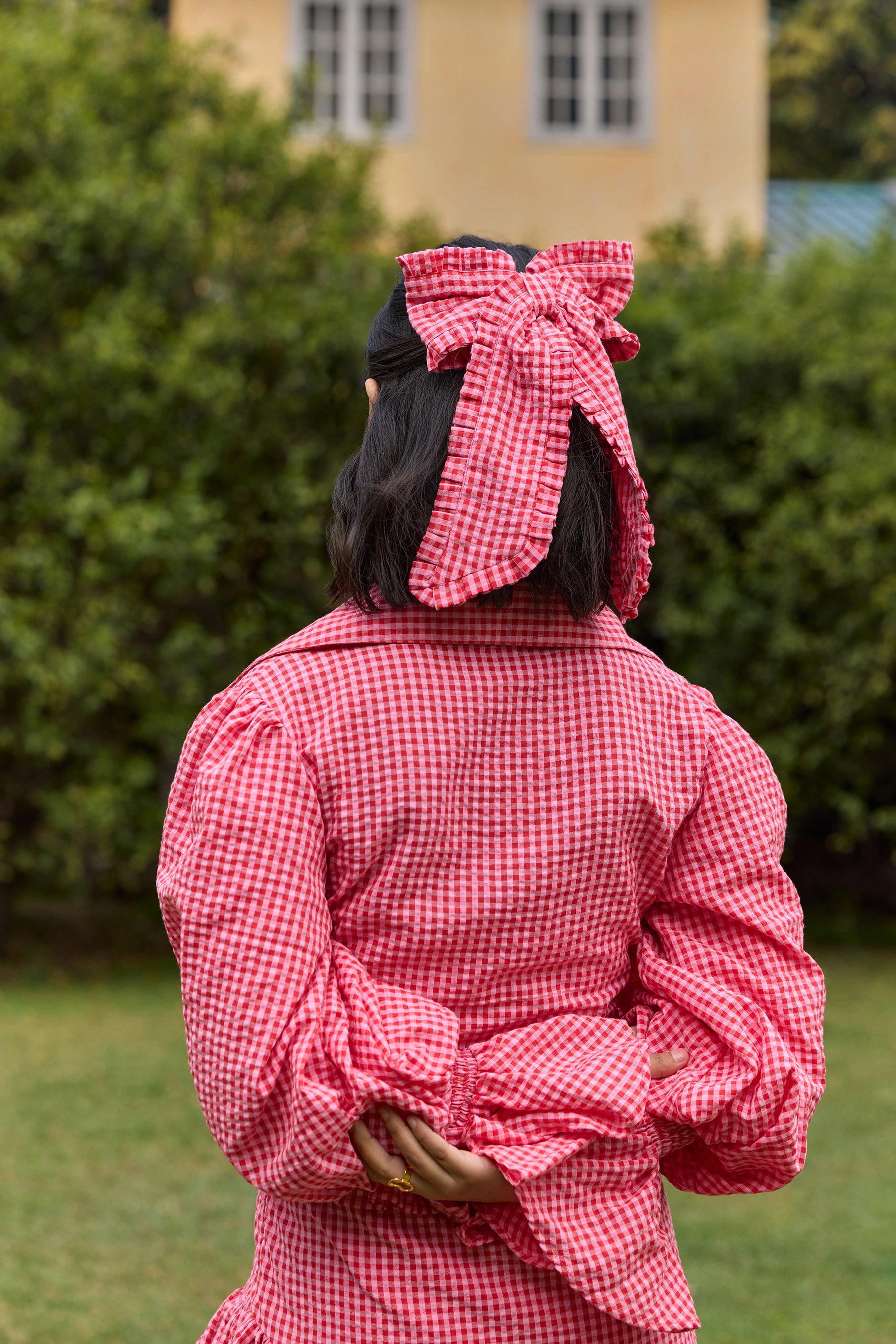 Red Gingham Hair Bow