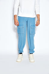 90s Baggy Denim Cargo Jeans- Blue