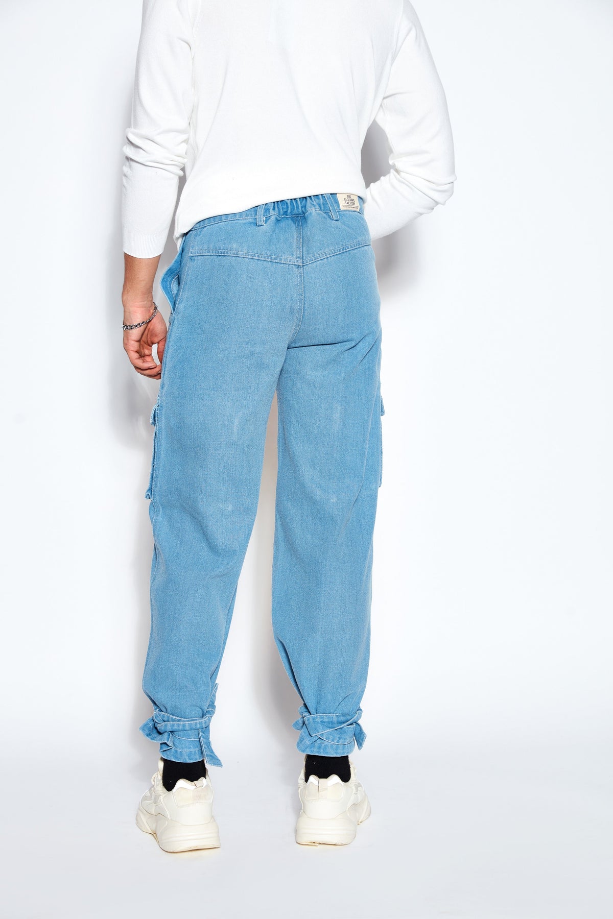 90s Baggy Denim Cargo Jeans- Blue