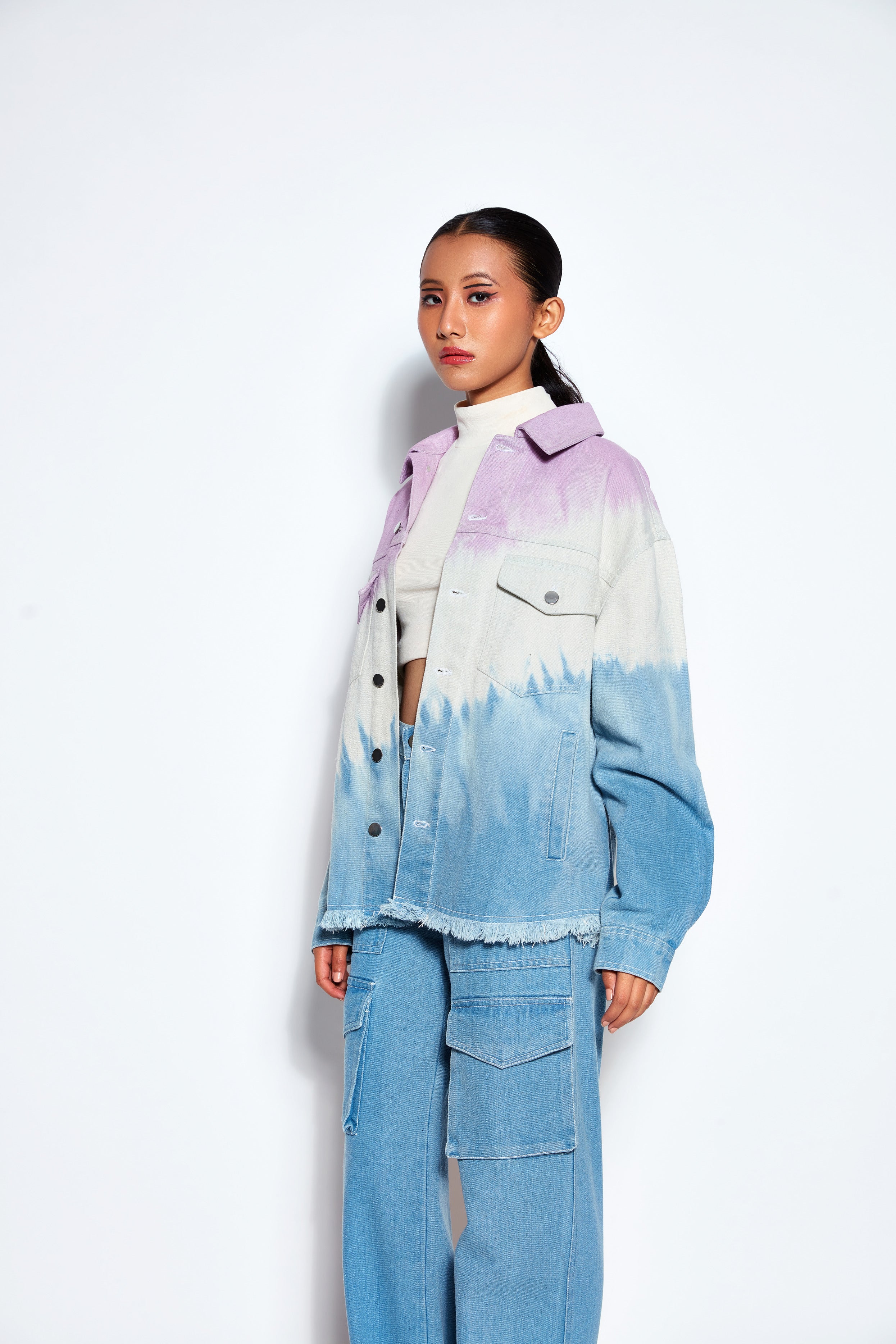 Ombre Denim Jacket -Lavender