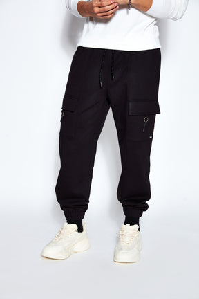 Cargo Jogger- Black (Fleece inside)