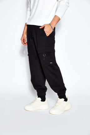 Cargo Jogger- Black (Fleece inside)