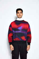 Red/Blue Digital Ombre Oversized Sweatshirt (Fleece inside)