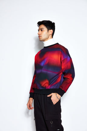 Red/Blue Digital Ombre Oversized Sweatshirt (Fleece inside)