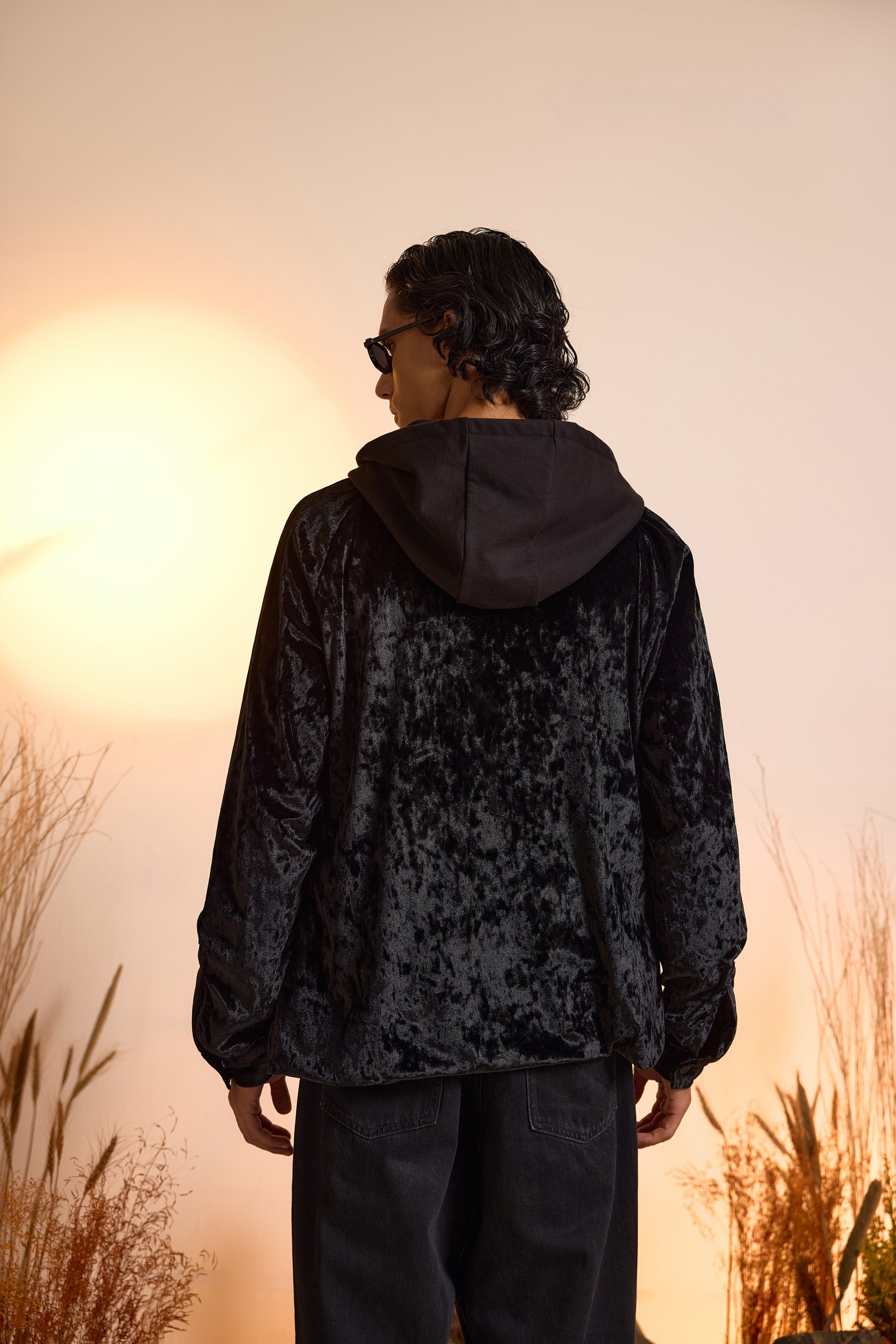 Shadow Luxe Velvet Hoodie Jacket-Men