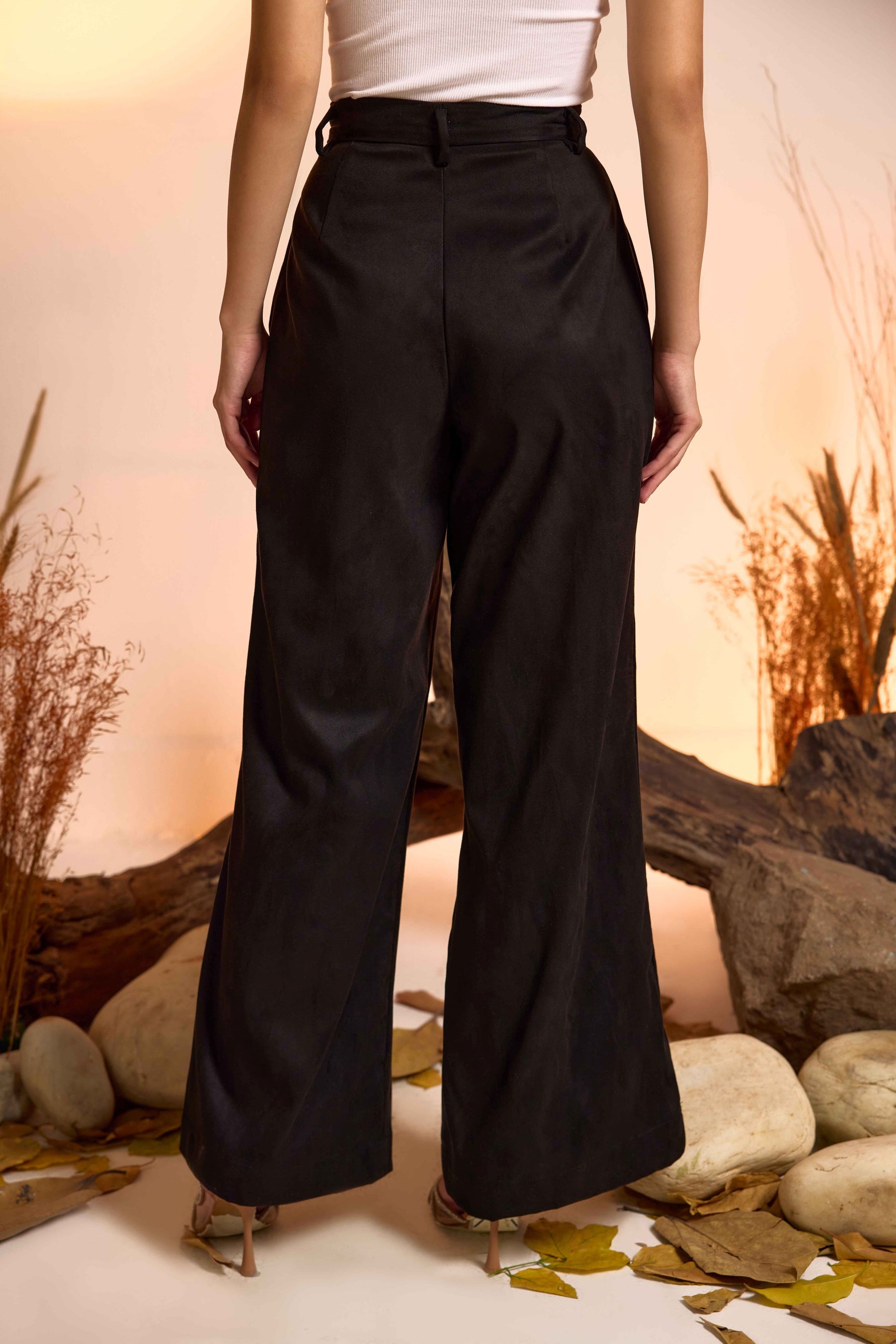 High-Waisted Bootcut Suede Pant