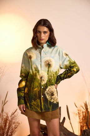 Dandelion Dreamscape Twill Overshirt-Women