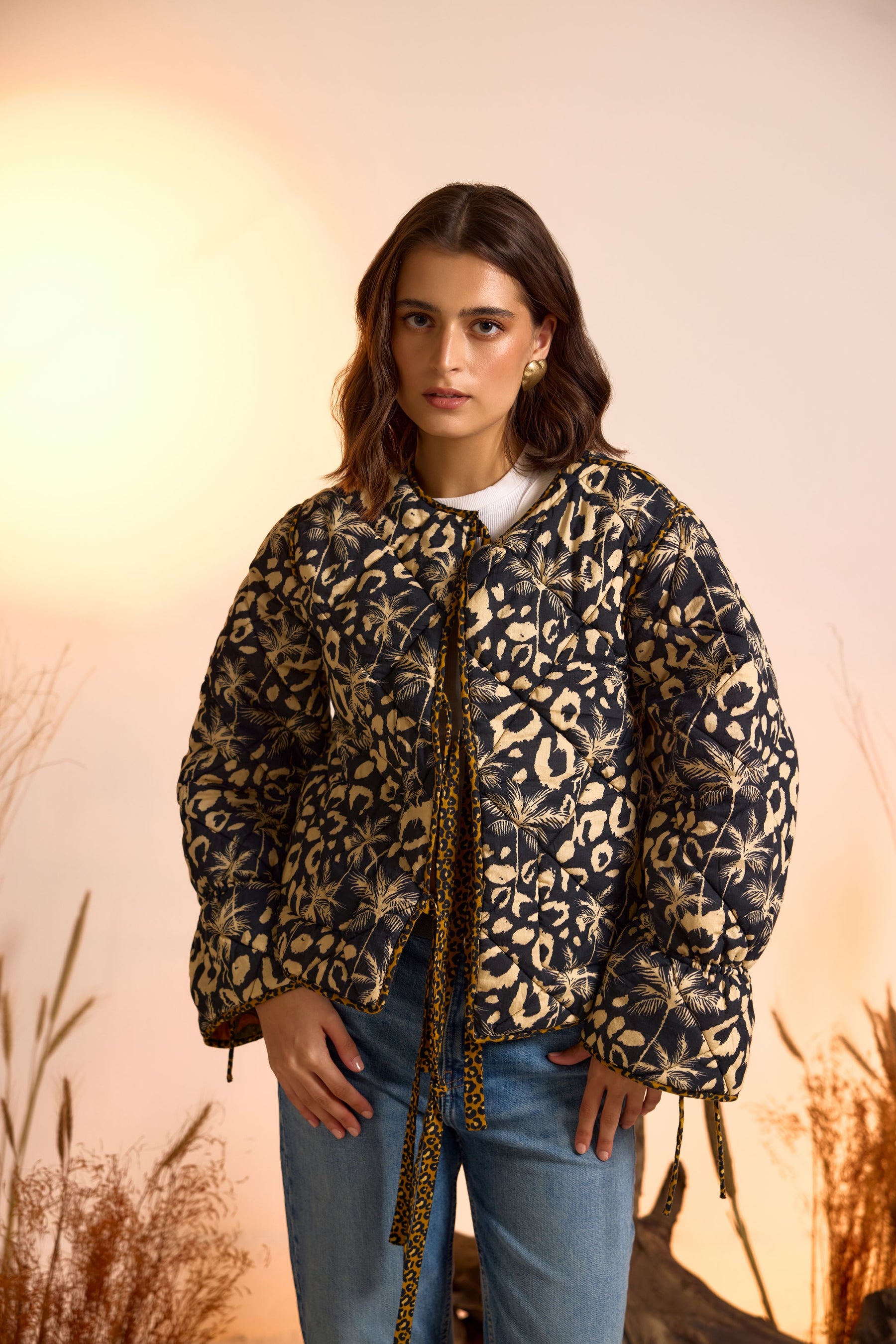 Printed Reversible Quilted Jacket