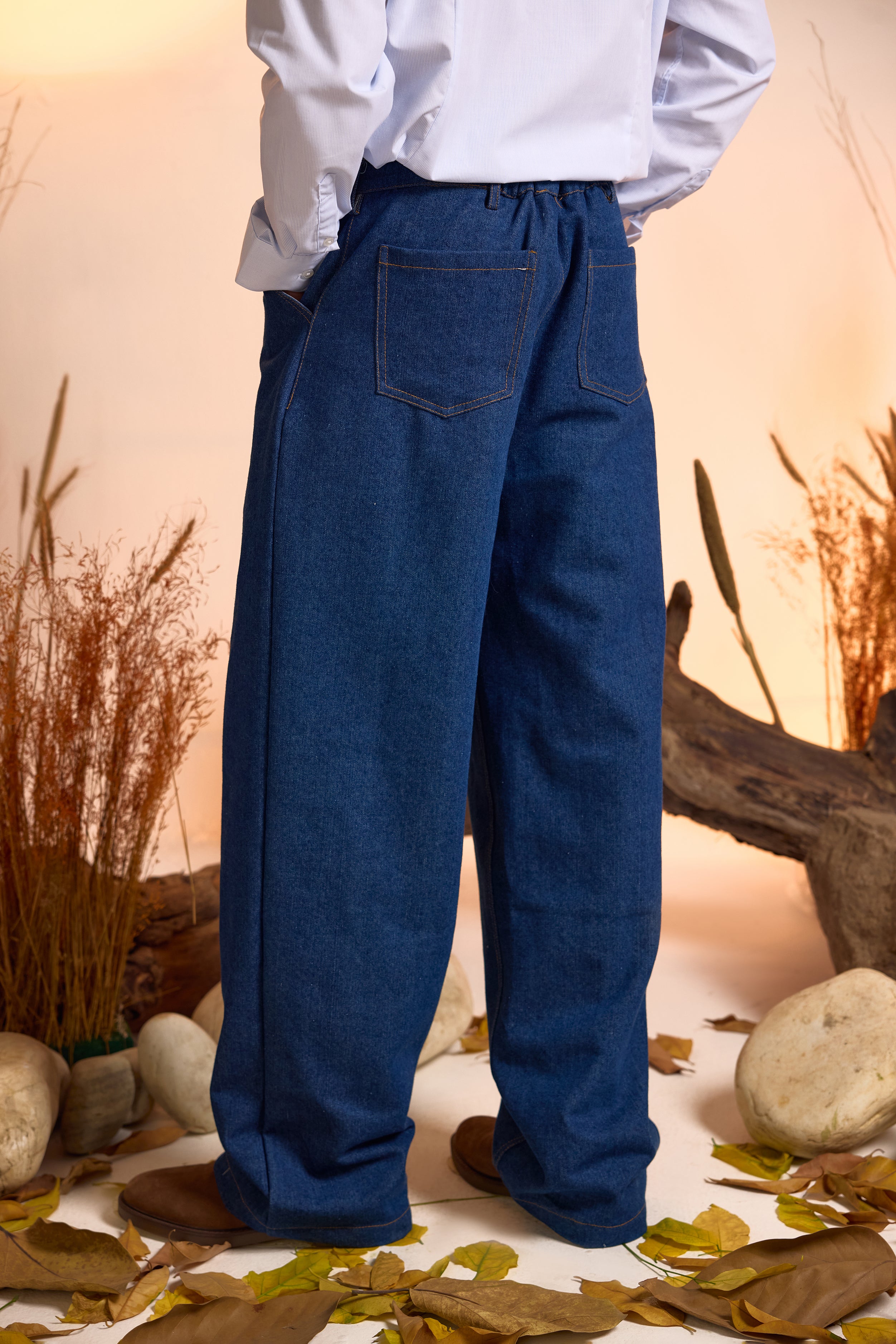 Vintage Inspired Contrast Jacket & Jeans Set-Men