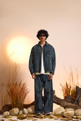 Vintage Wash Distressed Men's Jacket & Jeans Set