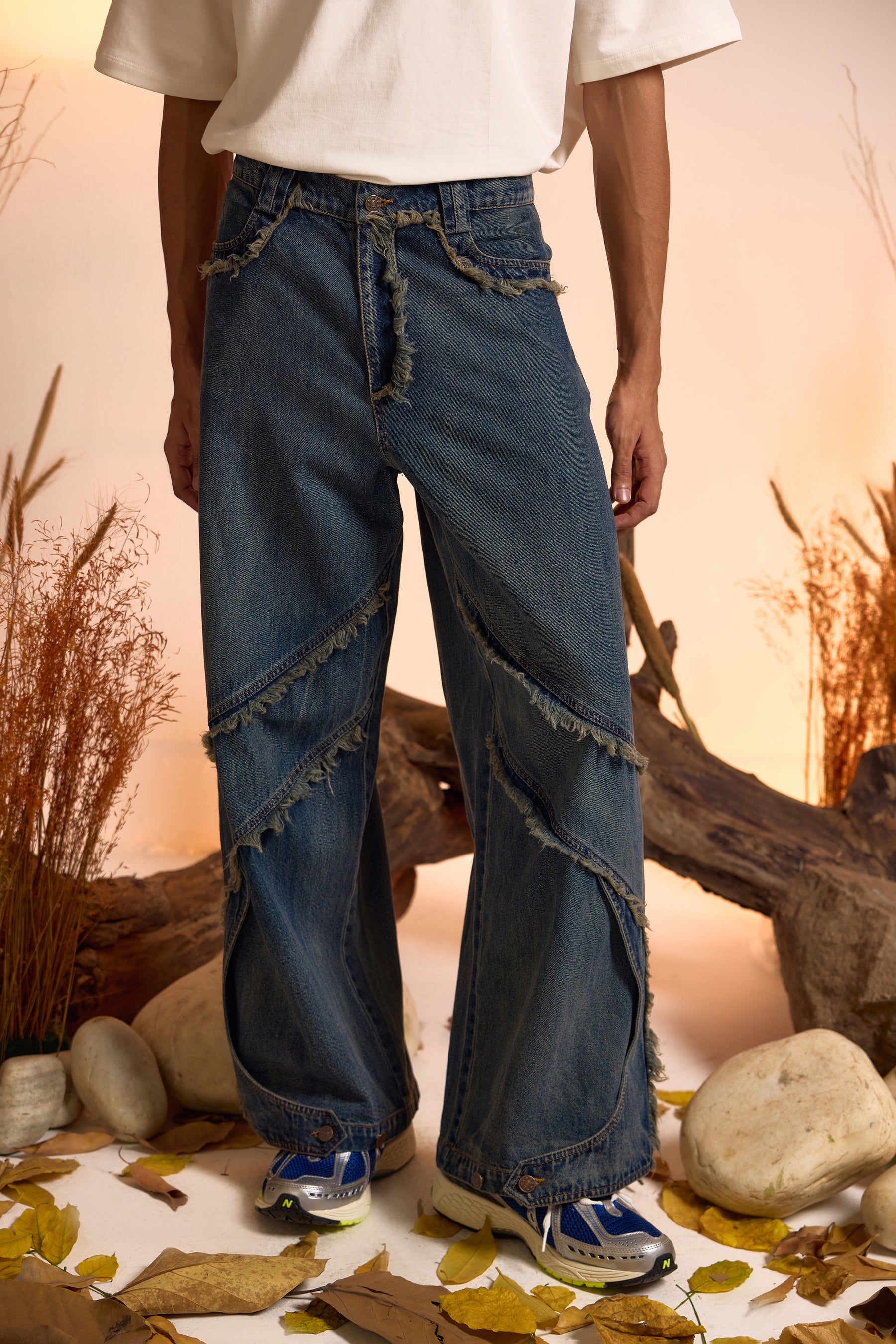 Vintage Wash Distressed Jeans-Men - Main Image