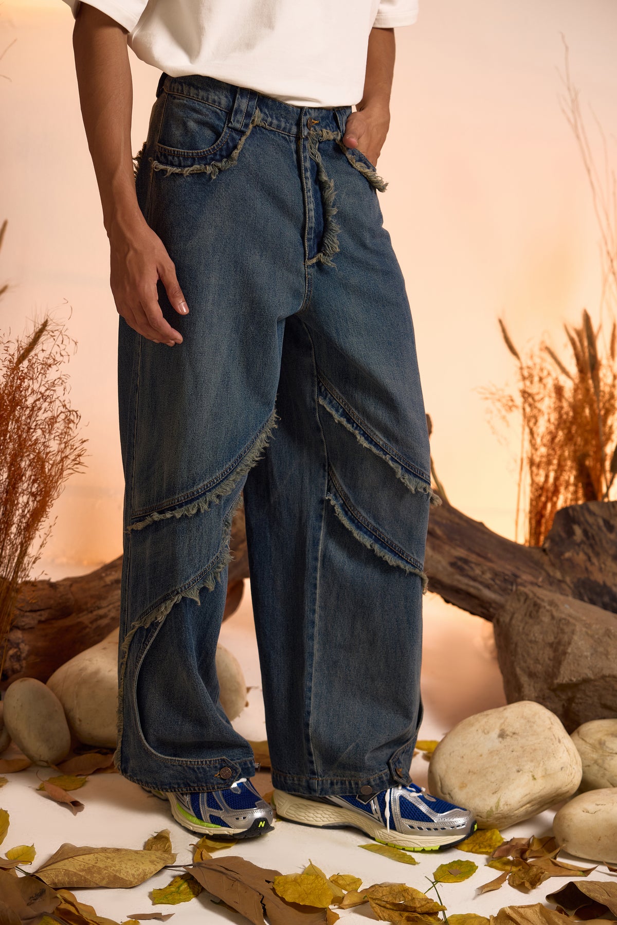 Vintage Wash Distressed Jeans-Men