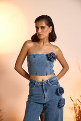 Denim Corsage Corset Denim Top