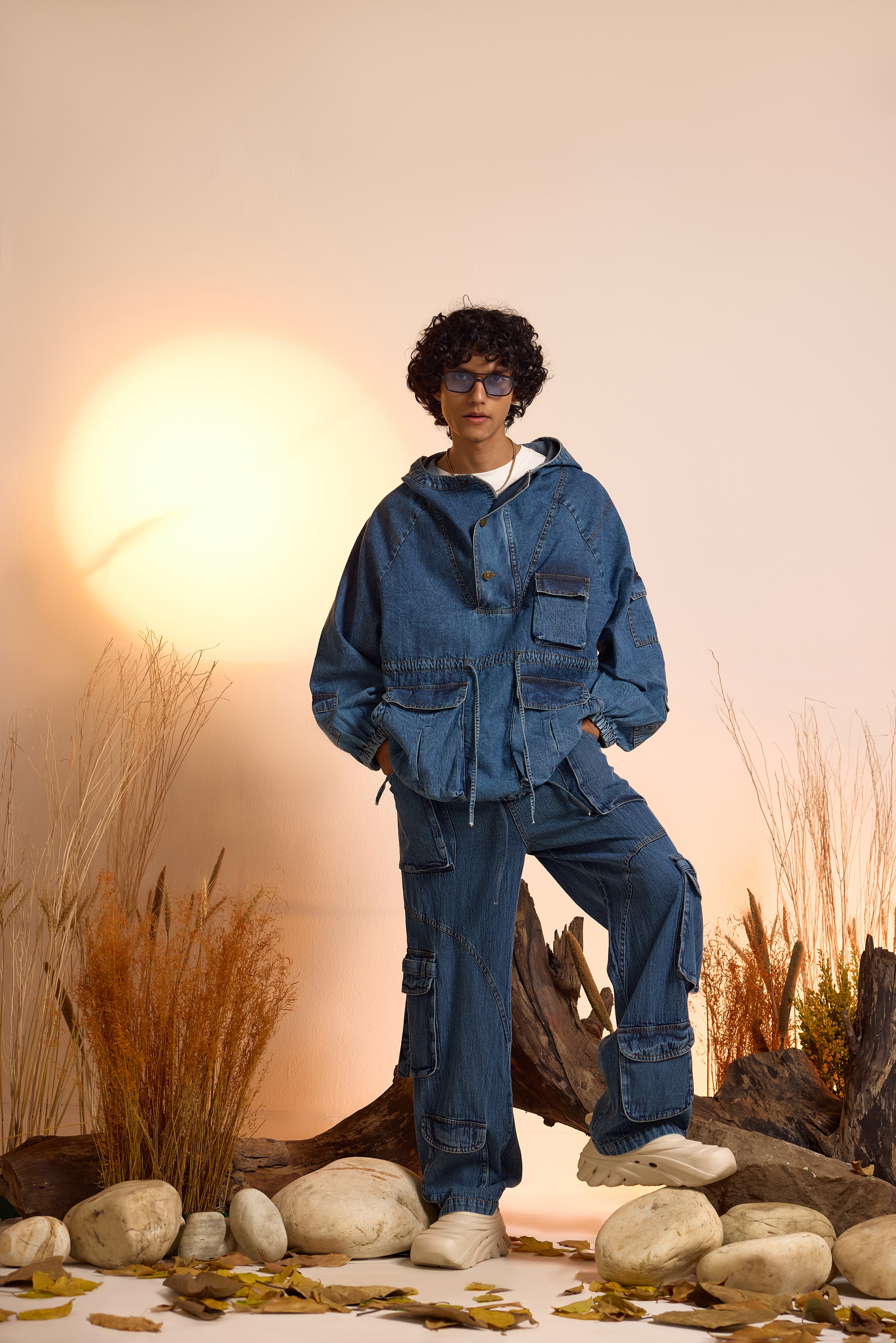 Drifter Denim Oversized Hoodie & Jeans Set-Men