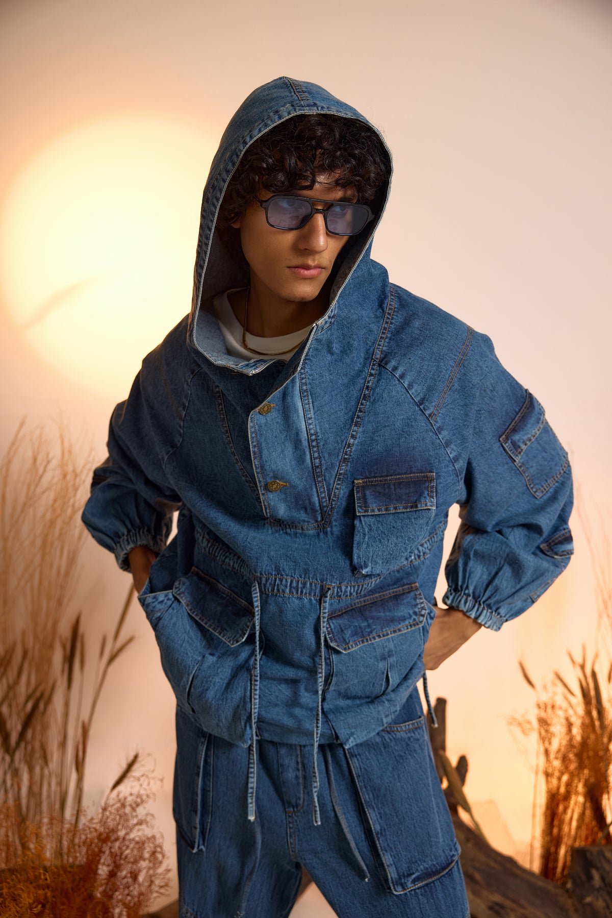 Drifter Denim Oversized Hoodie-Men