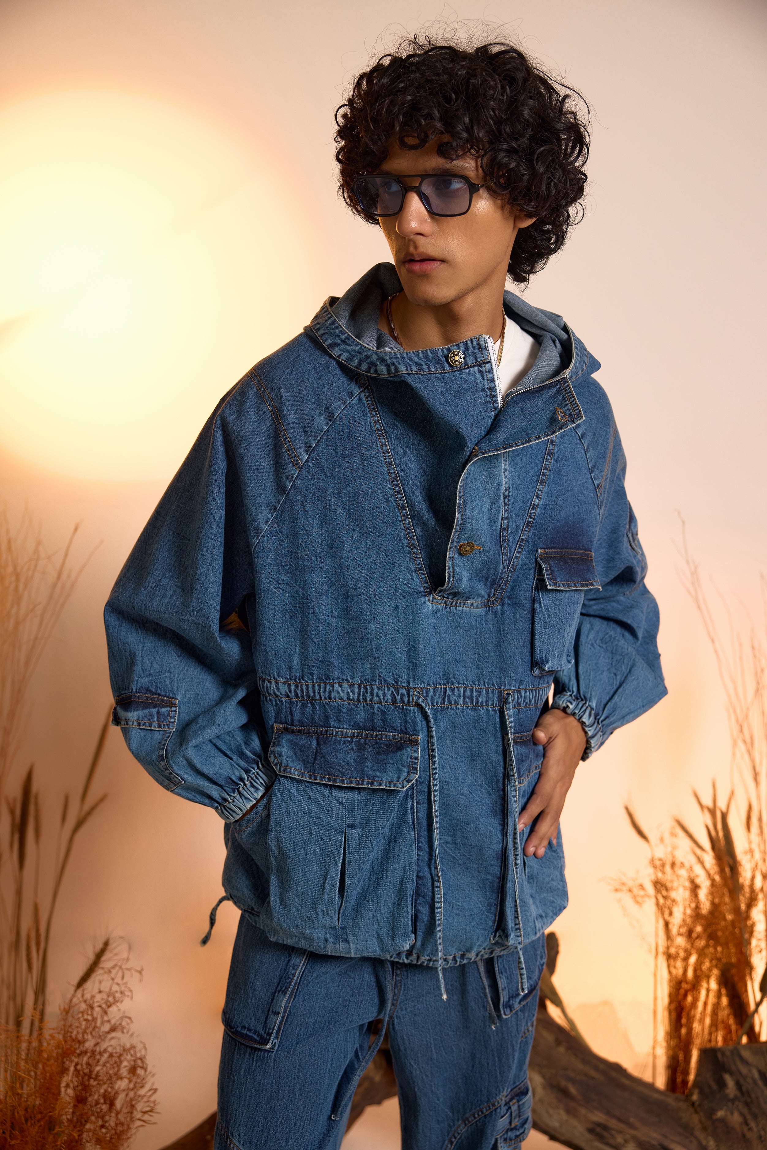 Drifter Denim Oversized Hoodie & Jeans Set-Men