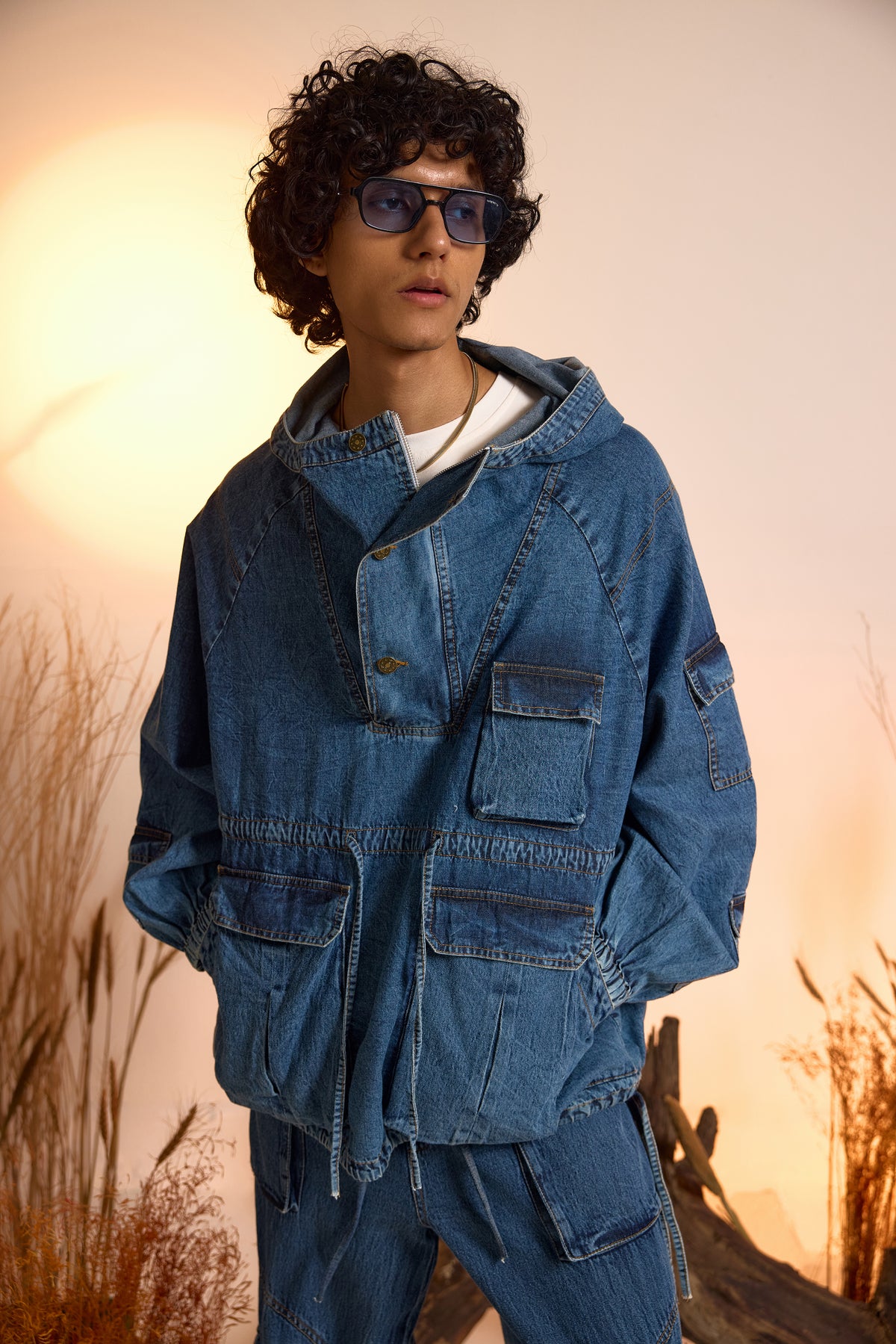 Drifter Denim Oversized Hoodie-Men