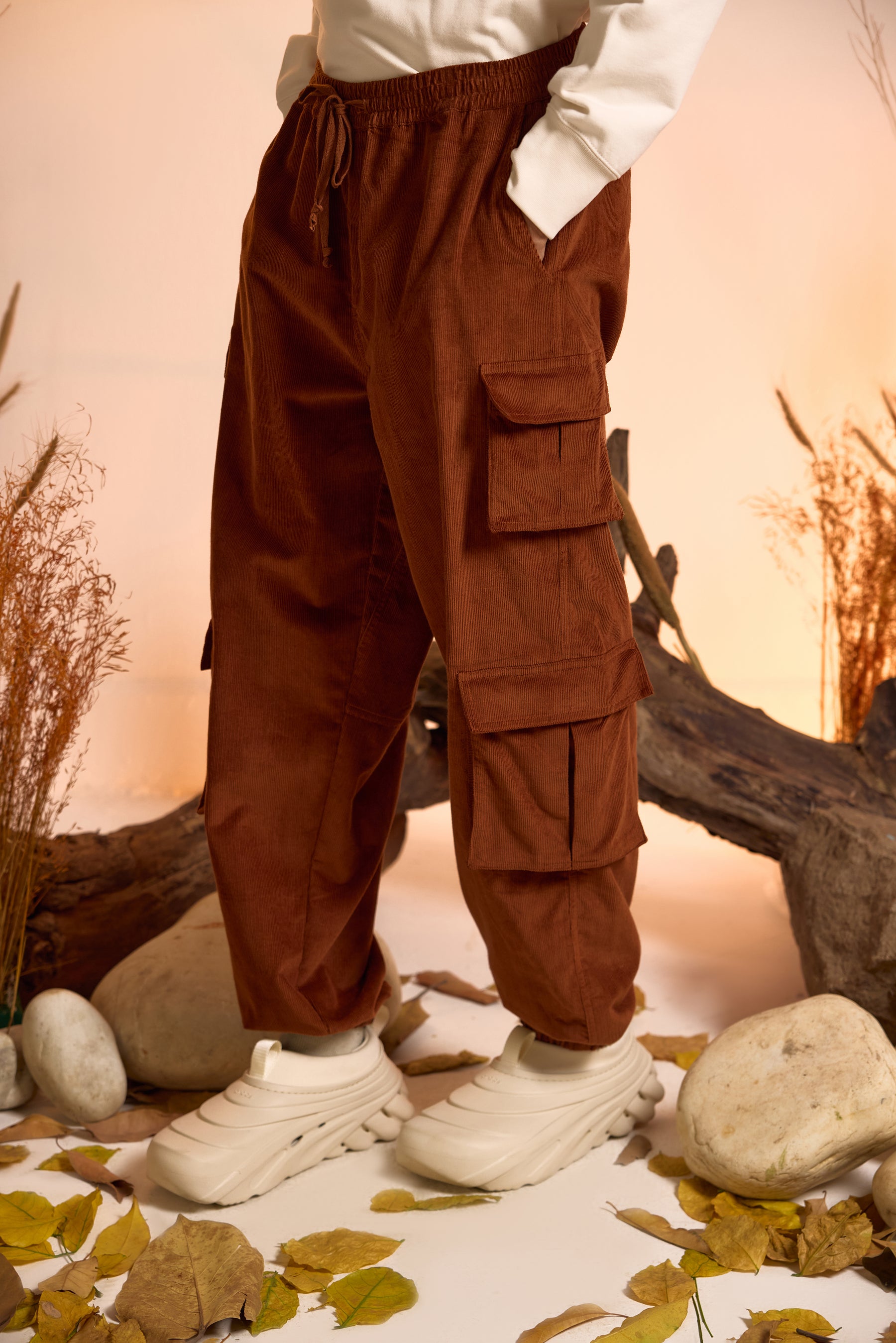 Corduroy Cargo Jogger Pant-Dark Brown