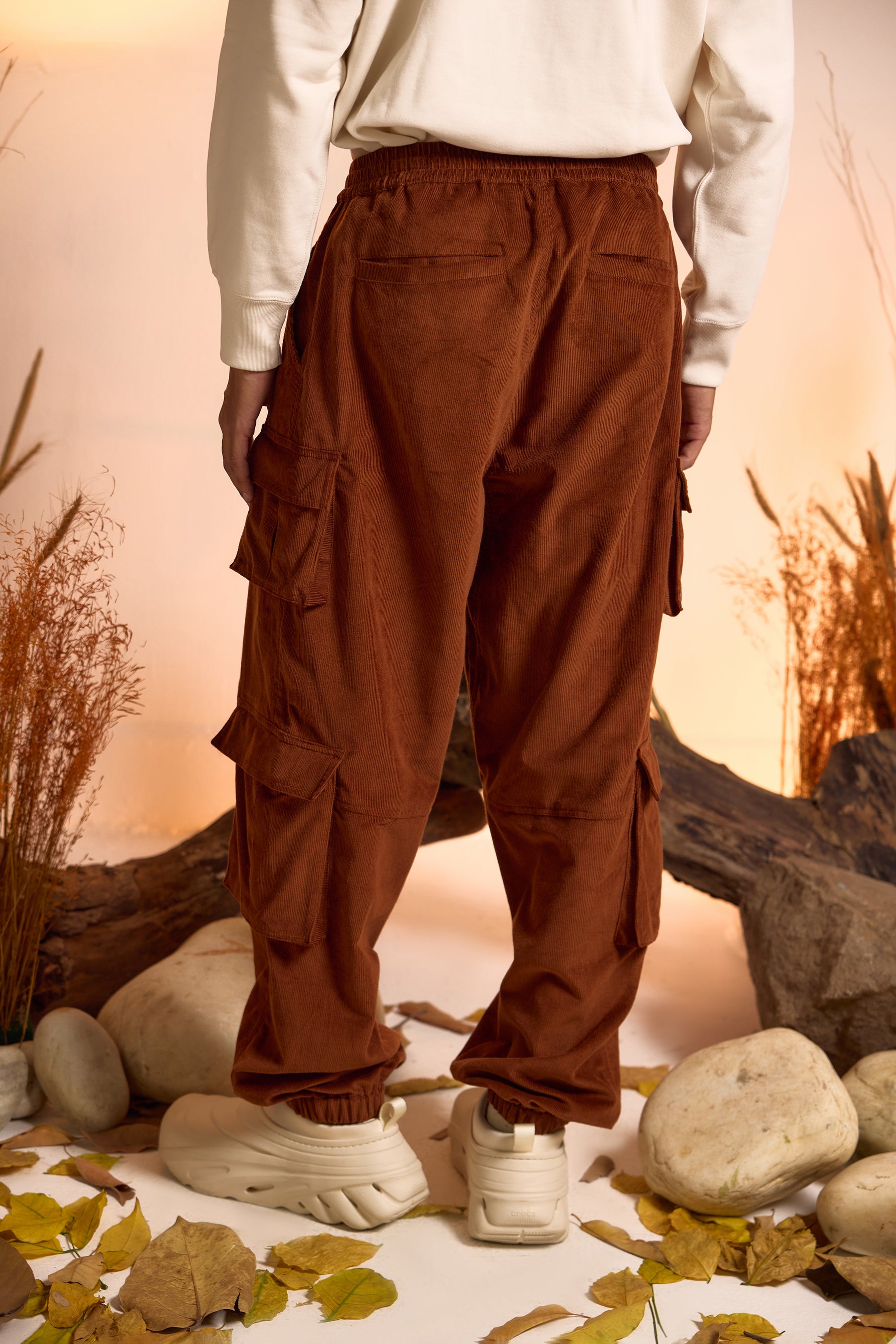 Corduroy Cargo Jogger Pant-Dark Brown-Men