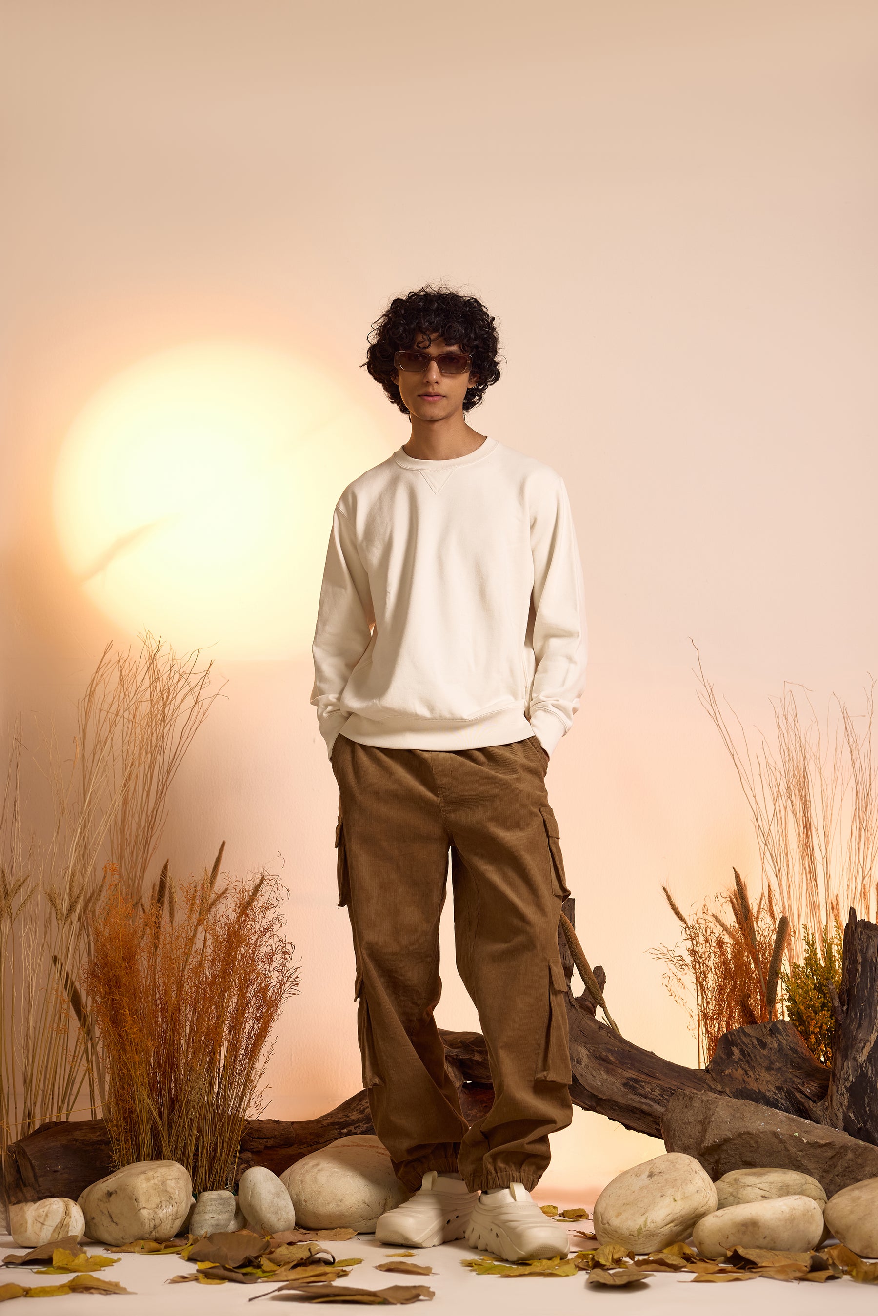 Corduroy Cargo Jogger Pant-Light Brown-Men