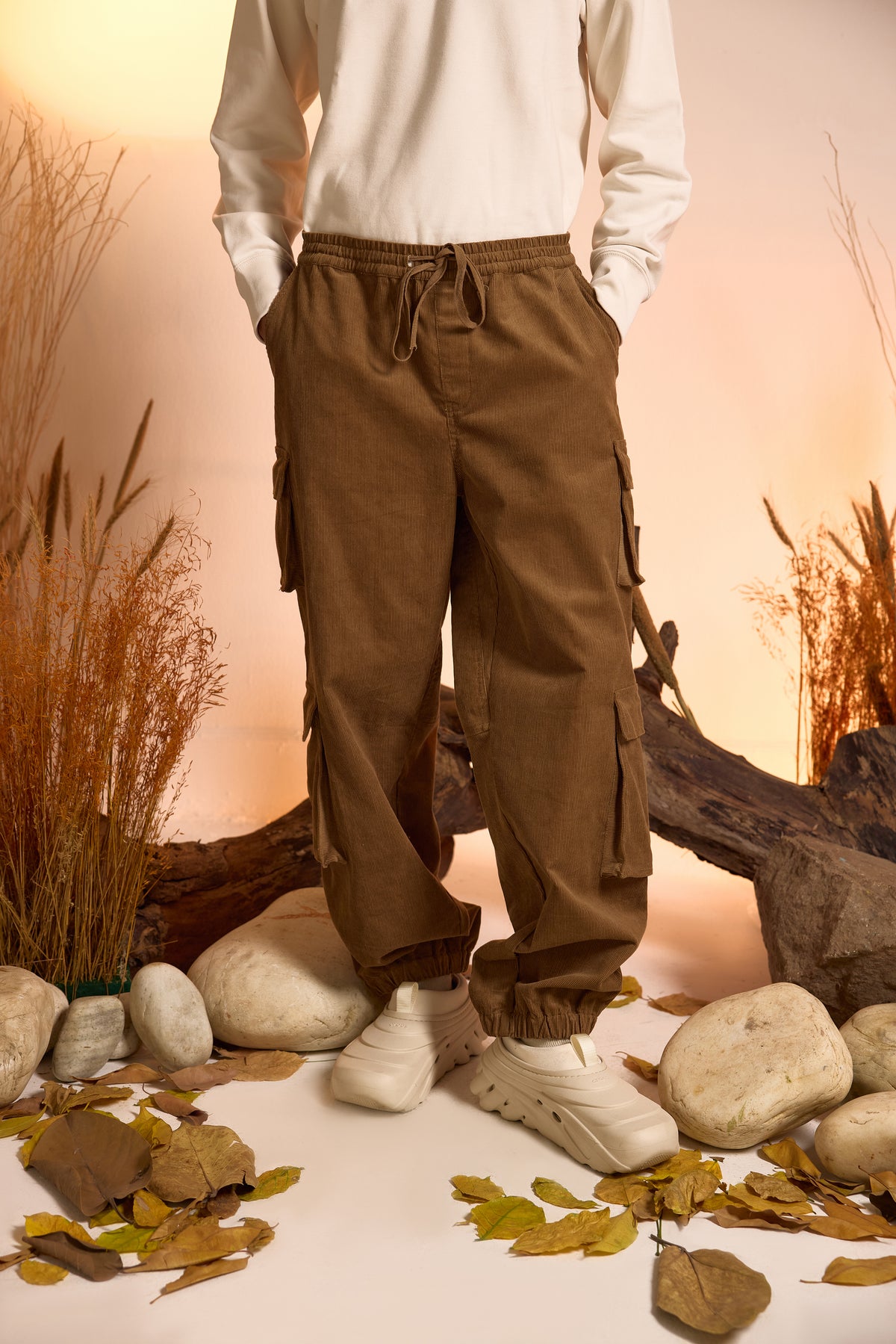 Corduroy Cargo Jogger Pant-Light Brown