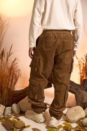 Corduroy Cargo Jogger Pant-Light Brown