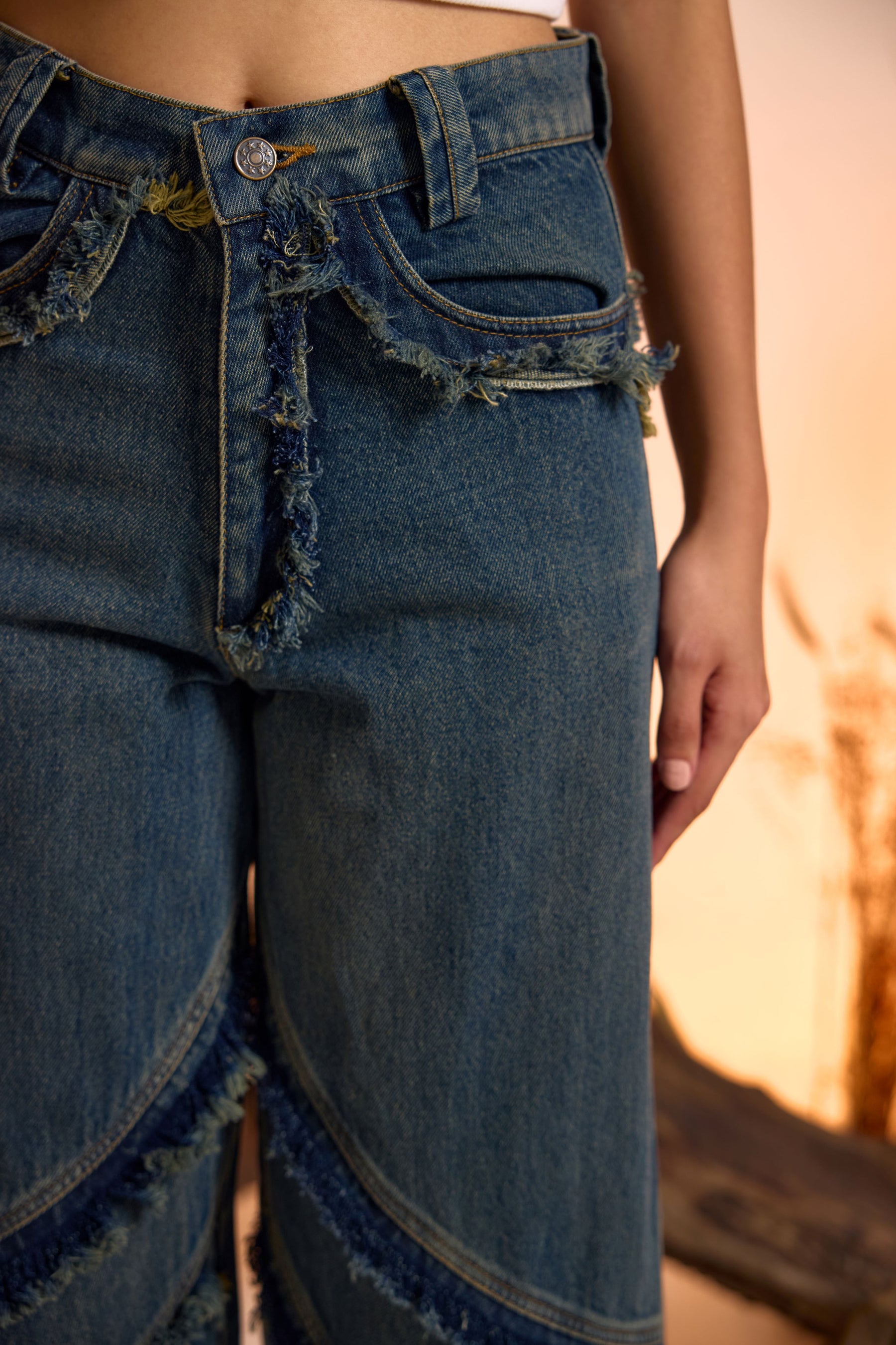 Vintage Wash Distressed Jeans - Main Image