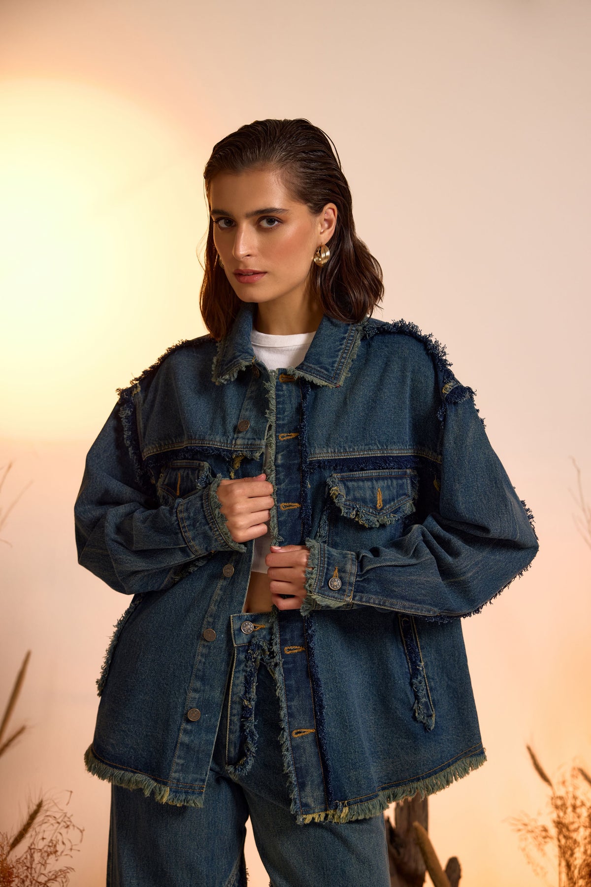 Vintage Wash Distressed Oversized Jacket