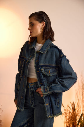 Vintage Wash Distressed Oversized Jacket