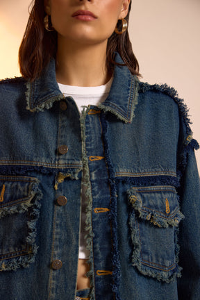 Vintage Wash Distressed Oversized Jacket