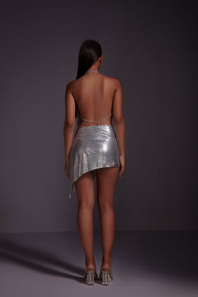 Metallic Chainmail Top and Wrap Skirt Set