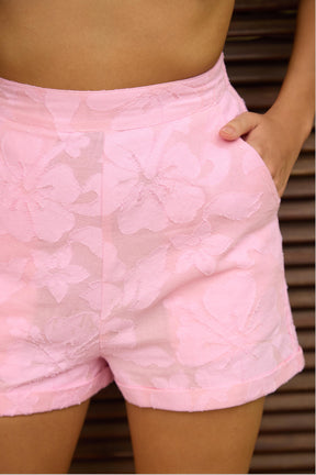 Pink Self Design Shorts