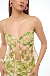 Garden Glaze Embroidered Mesh Cut-Out Top