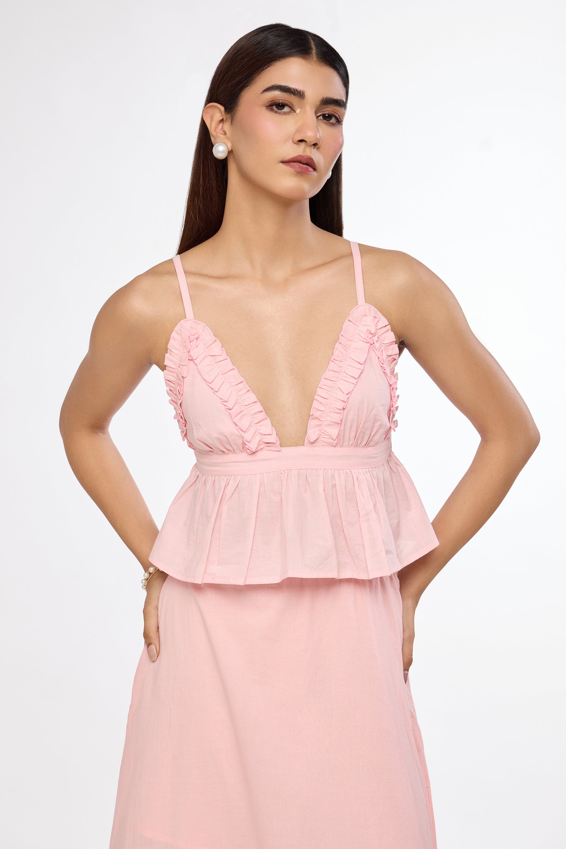 Soft Pink Breeze Ruffle Top