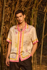 Satin Printed Camp Collar Shirt – Scribble Edition