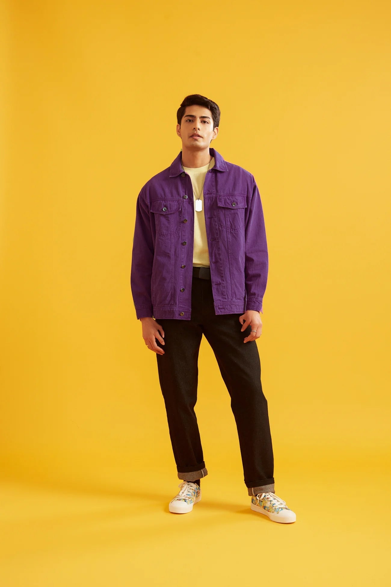 Purple Solid Twill Overshirt